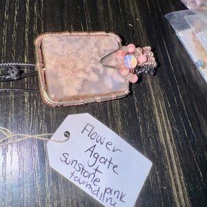 Elegant Pink Agate and Sunstone Necklace